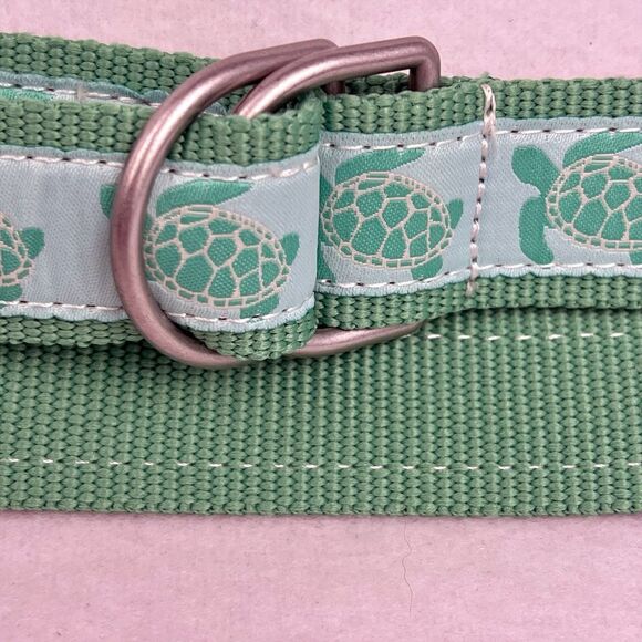 LL Bean Women’s D-Ring Belt Sea Turtle Print Size XS-S Mint Green Casual - Picture 5 of 12